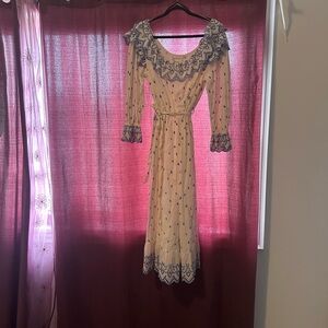 Fabienne Chapot Elegant Off White and Blue Polka Dots Lace Dress